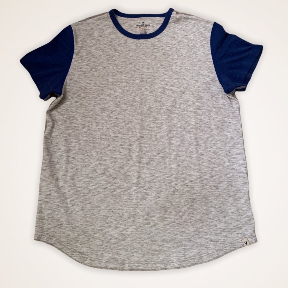 🦅 AEO Active Flex Gray Colour-Block Basic T-Shirt